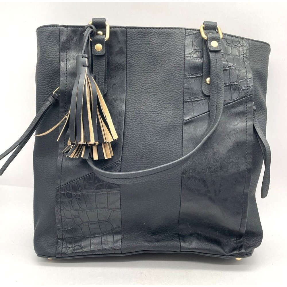 Relic by Fossil Noelle Patchwork Tote Black Handbag